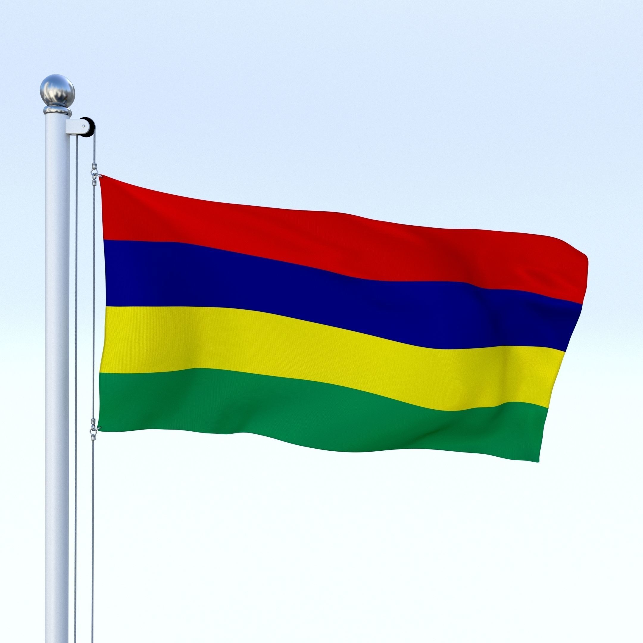 Animated Mauritius Flag Low-poly 3D model_1