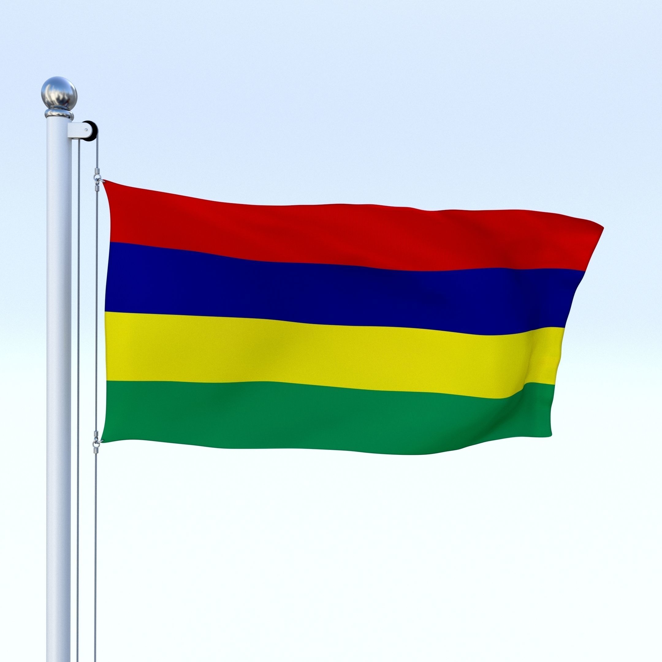 Animated Mauritius Flag Low-poly 3D model_23