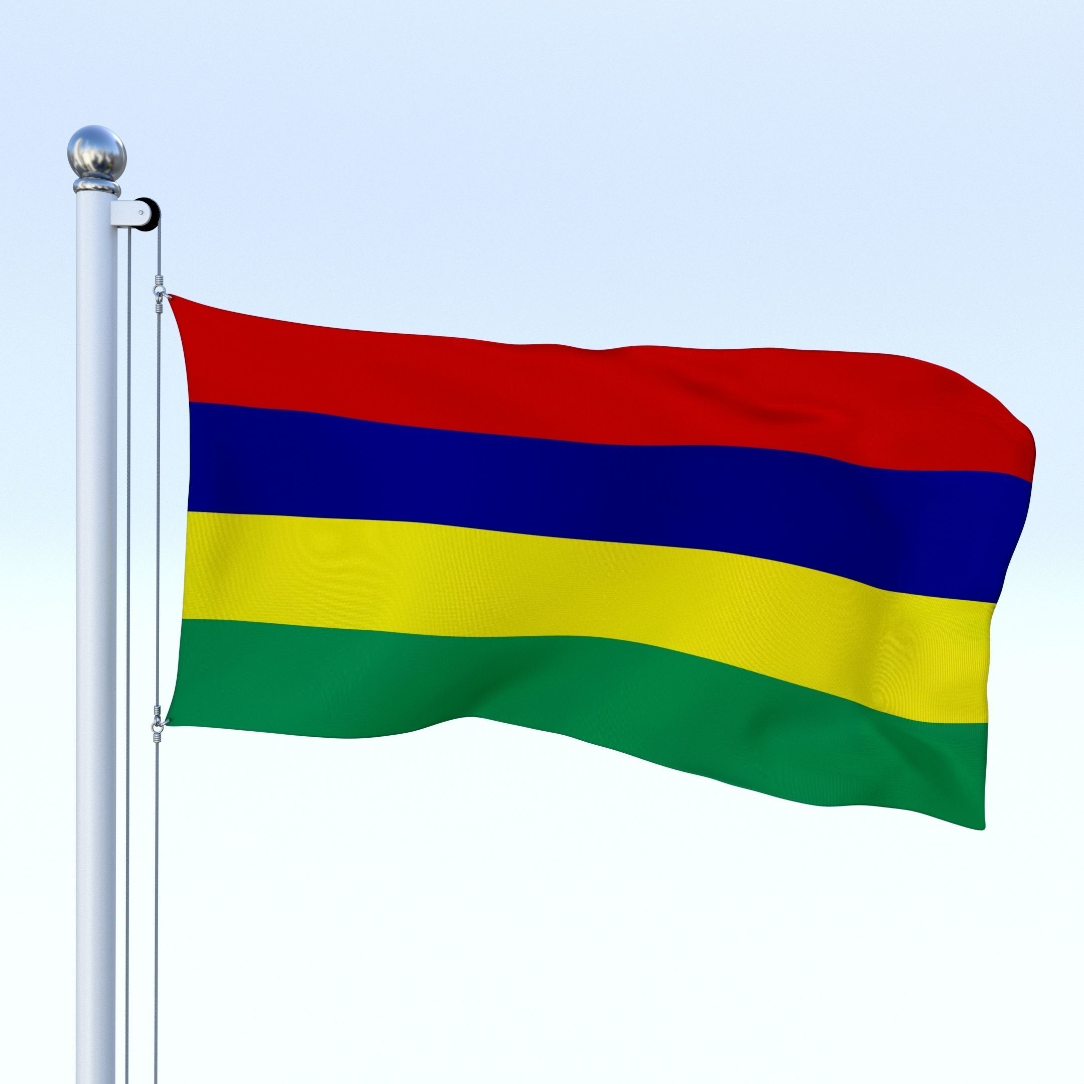 Animated Mauritius Flag Low-poly 3D model_2