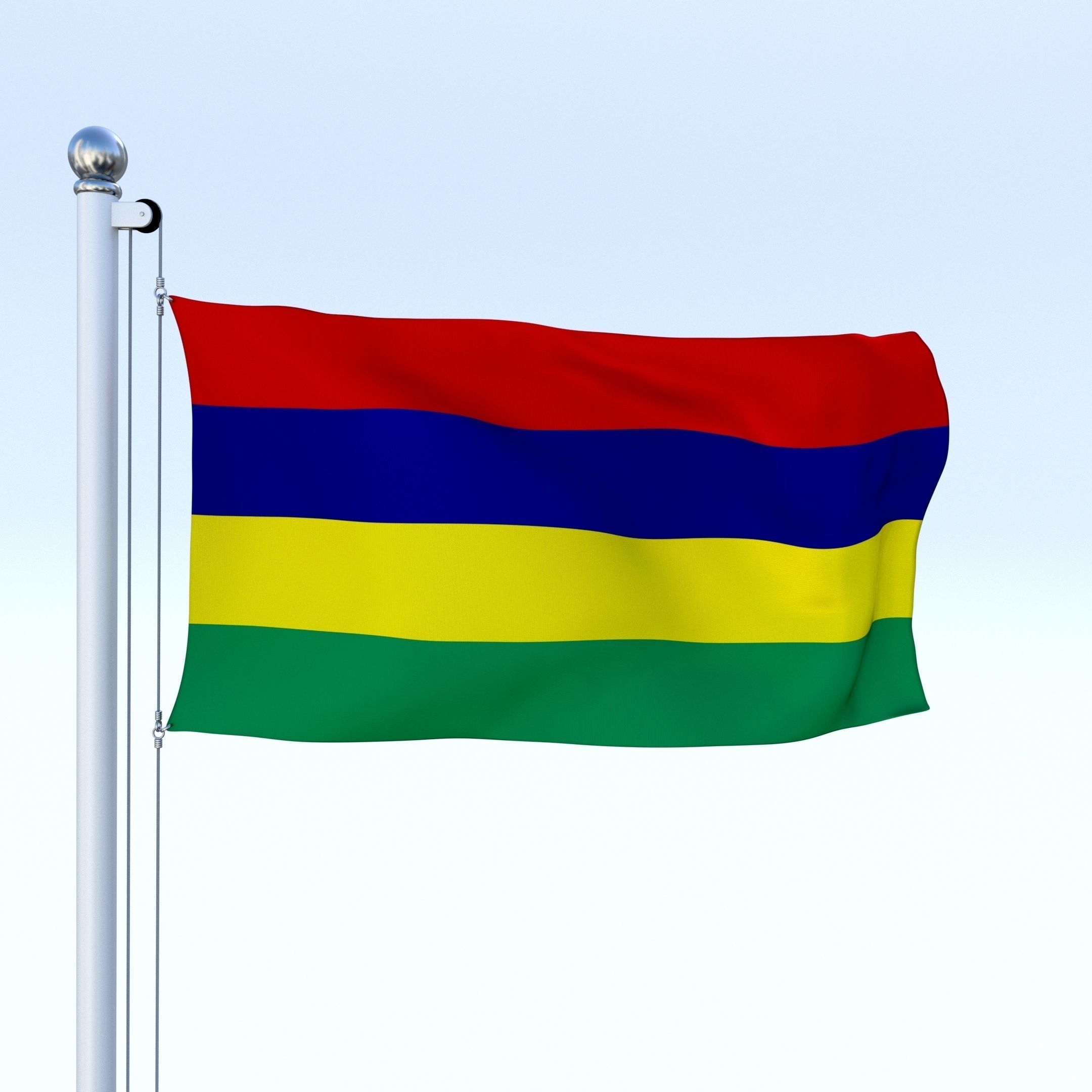 Animated Mauritius Flag Low-poly 3D model_12