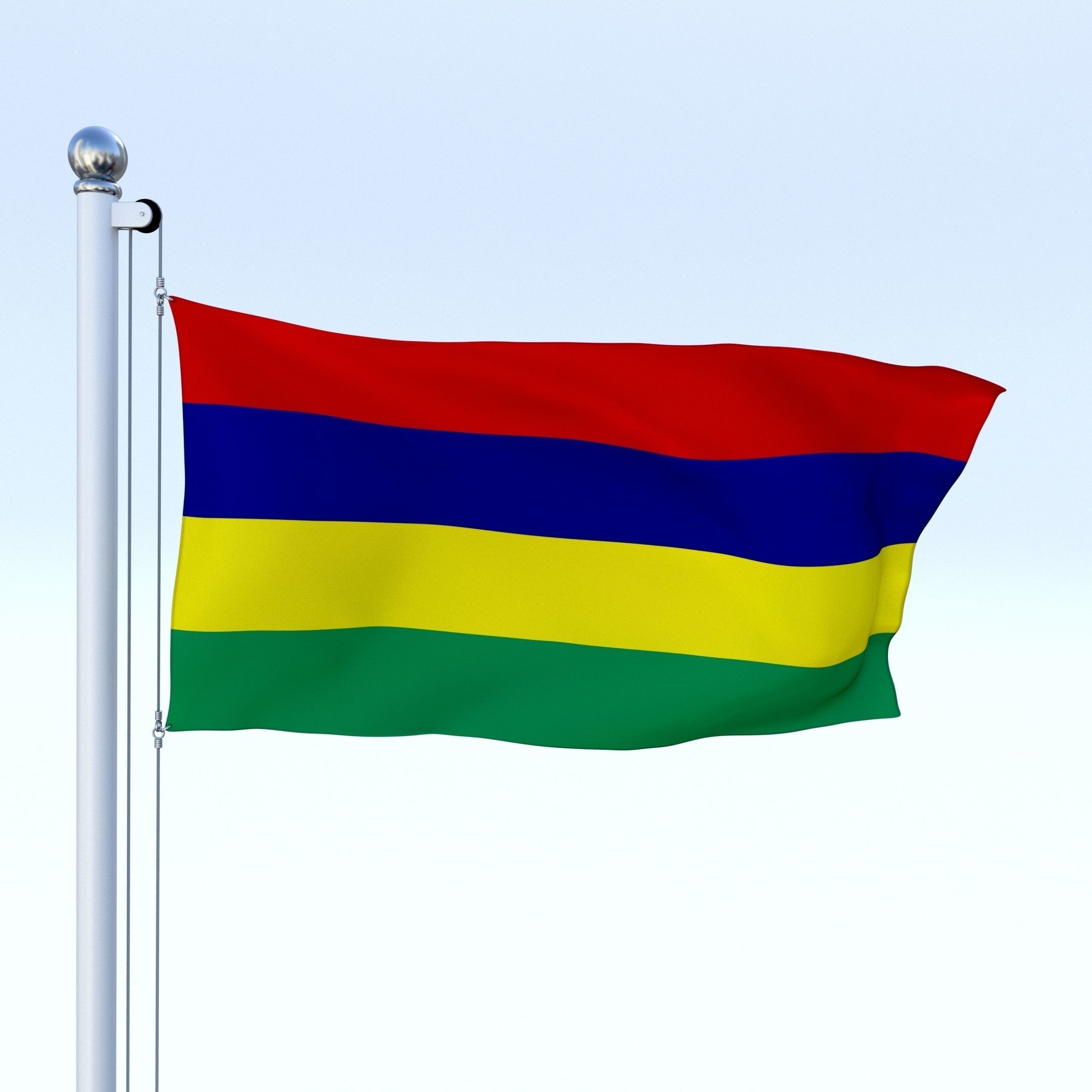 Animated Mauritius Flag Low-poly 3D model_25