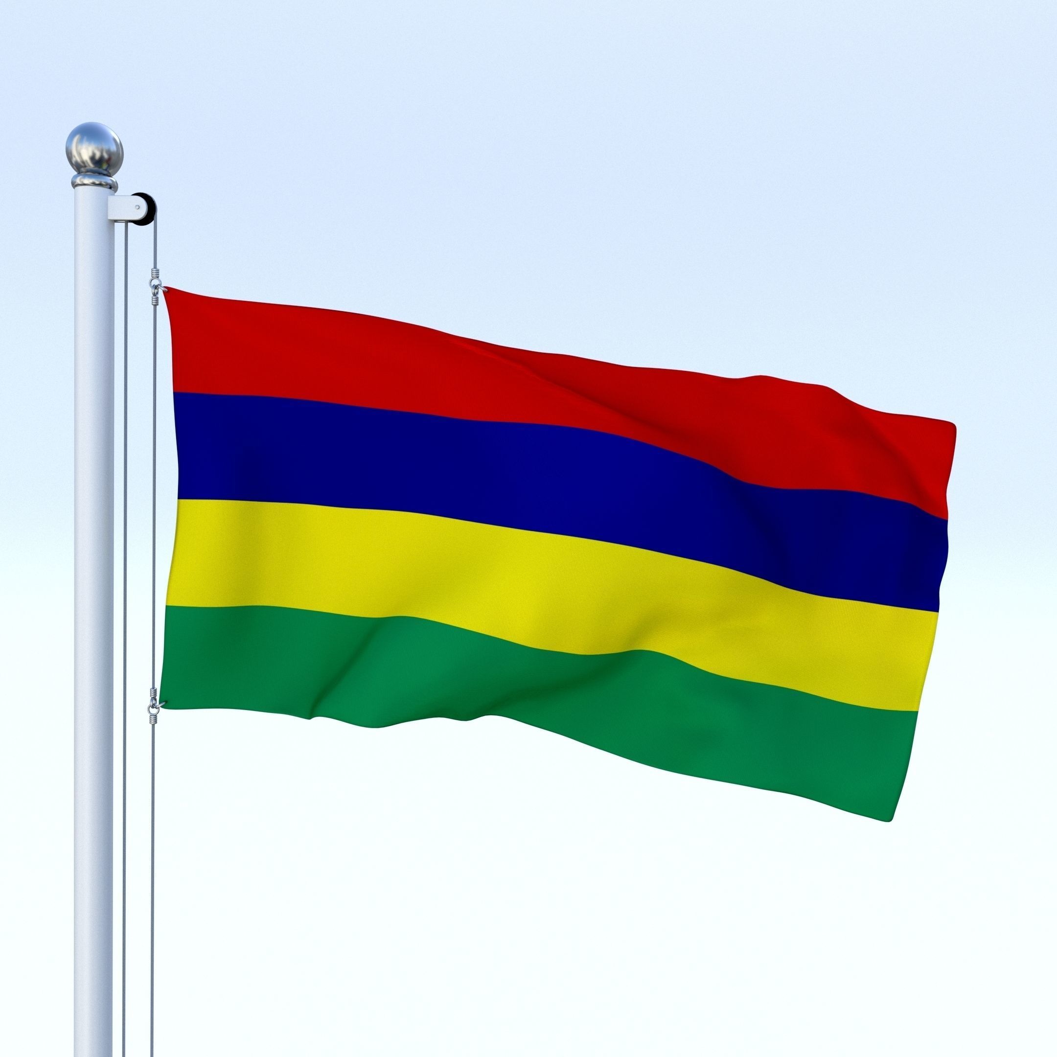 Animated Mauritius Flag Low-poly 3D model_4