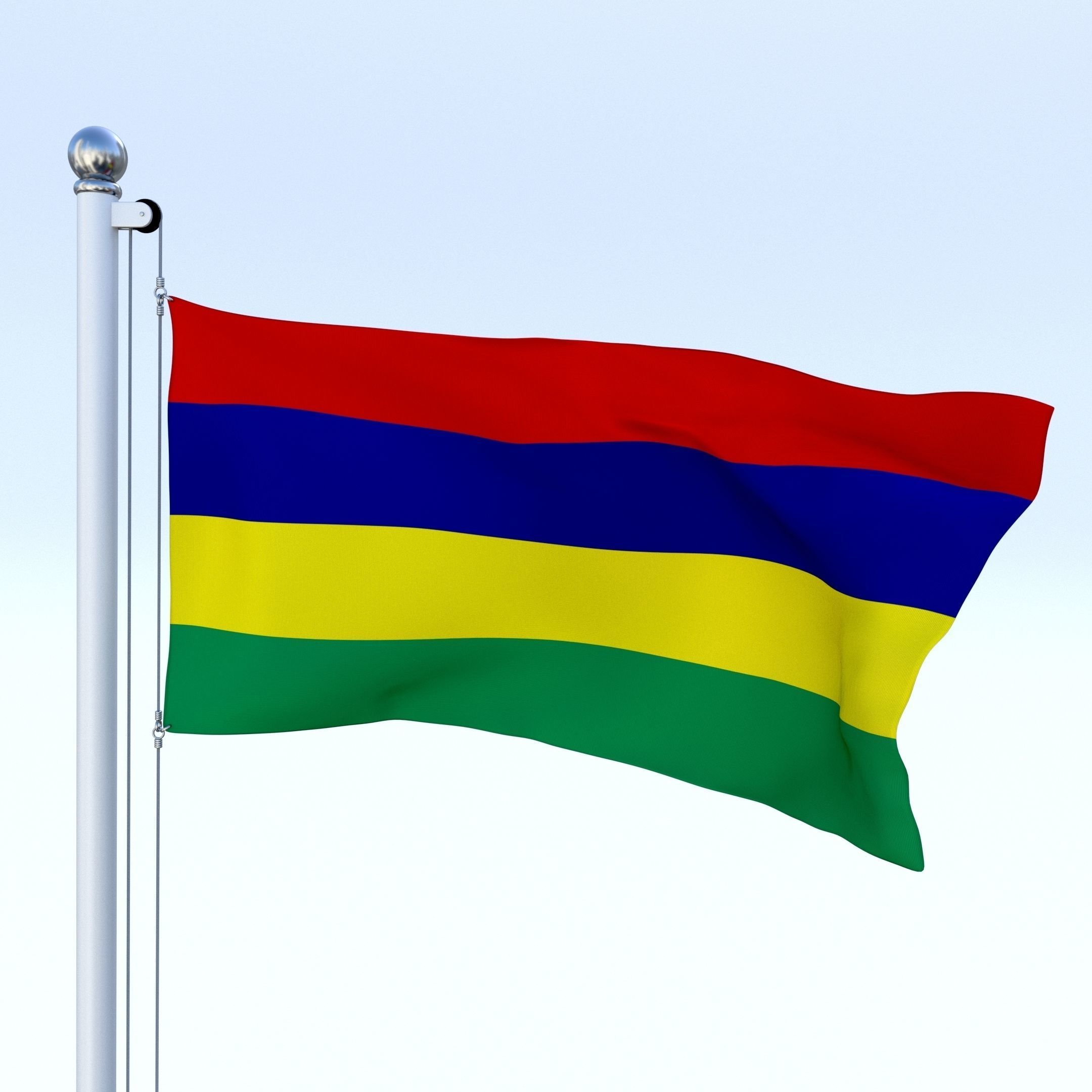 Animated Mauritius Flag Low-poly 3D model_5