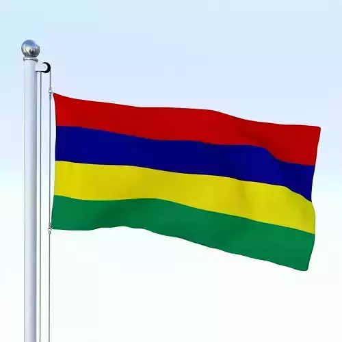 Animated Mauritius Flag Low-poly 3D model