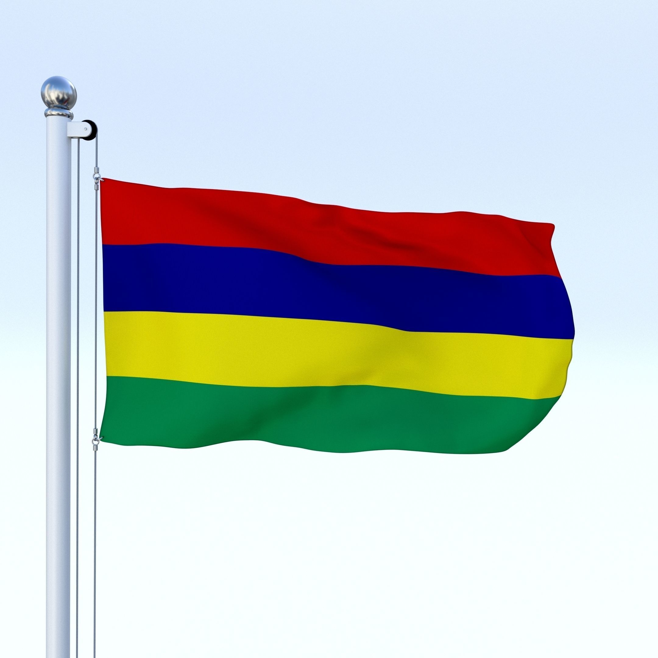 Animated Mauritius Flag Low-poly 3D model_17