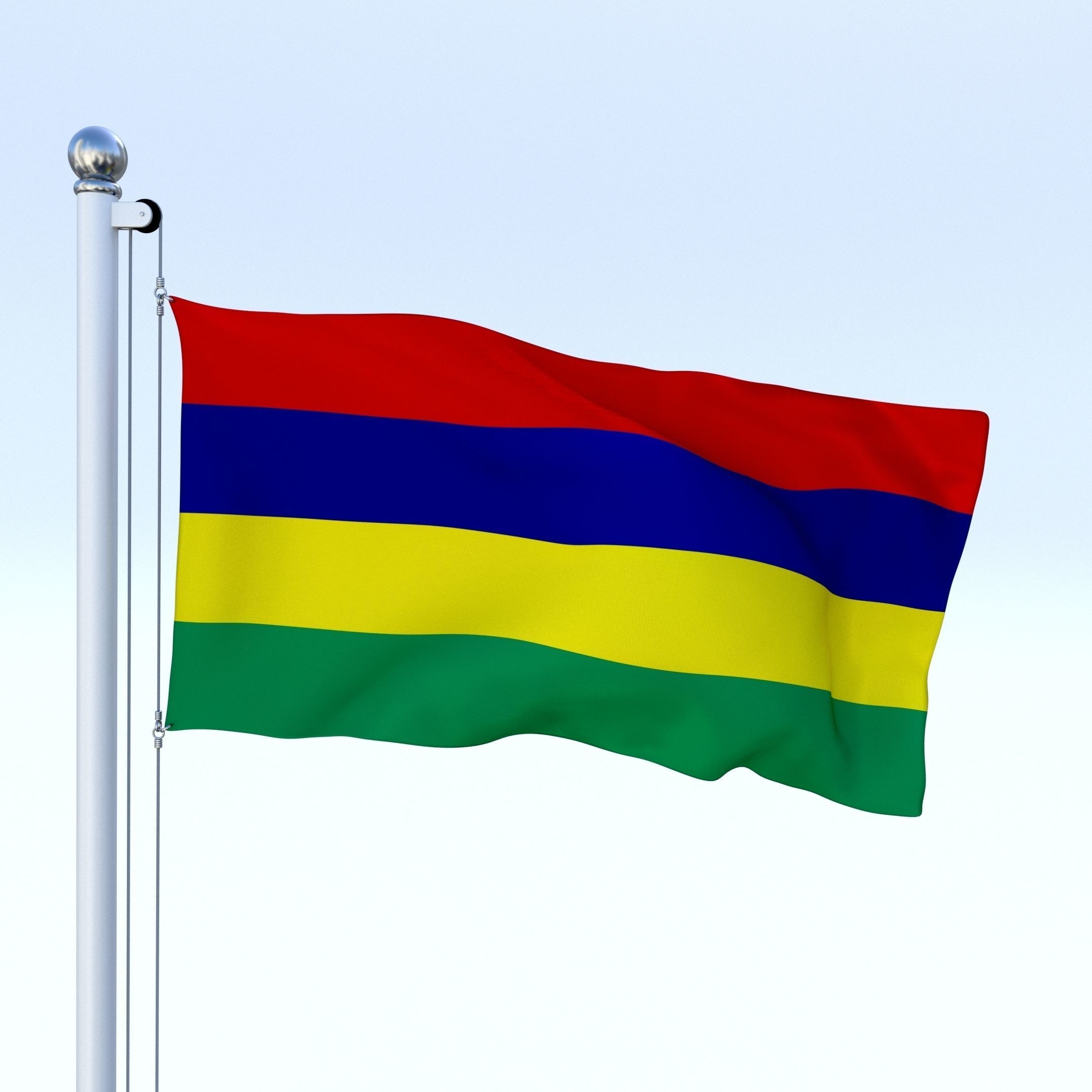 Animated Mauritius Flag Low-poly 3D model_26