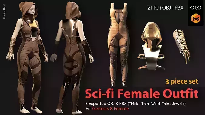 SCI-FI Outfit-CYBERPUNK-No01-MD-Clo3D-OBJ-FBX-Blender file
