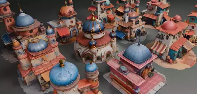 Stylized Arabic Architecture Set 2 3D model 4