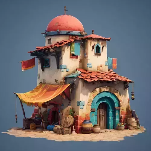 Stylized Arabic Architecture Set 2 3D model 7
