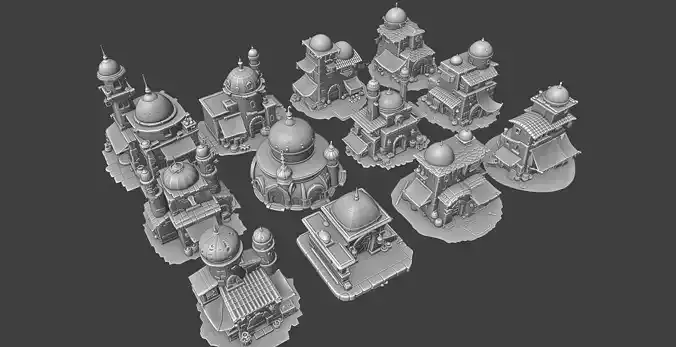 Stylized Arabic Architecture Set 2 3D model 2