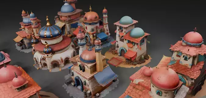 Stylized Arabic Architecture Set 2 3D model 5