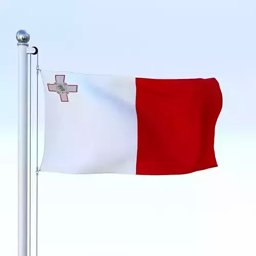Animated Malta Flag Low-poly 3D model