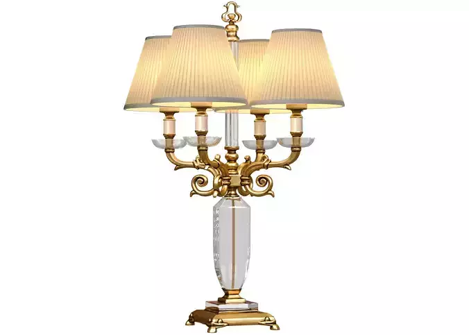 Large crystal table lamp in neoclassical American style 
