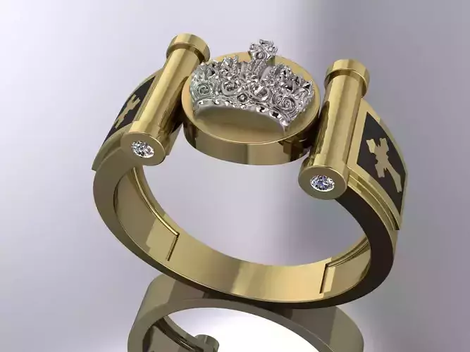 Elegant Mens Crown Ring Gold Jewelry