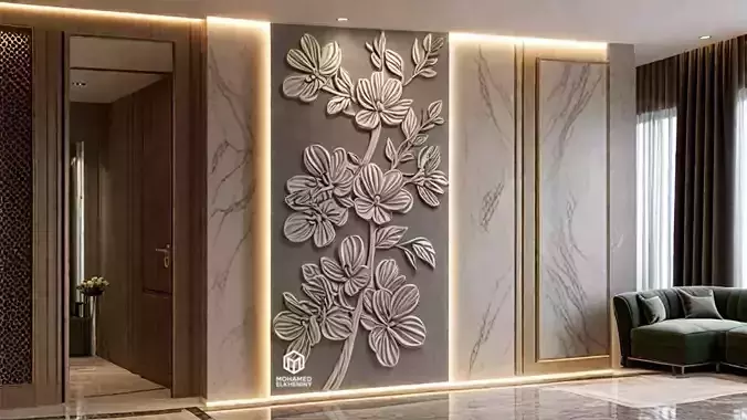 modern panel wall decor set relief stl mural CNC 283