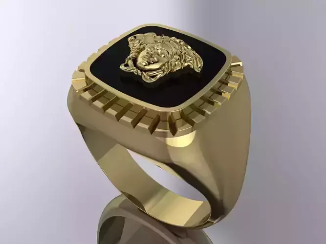 Elegant  Versace Mens Ring Gold Jewelry