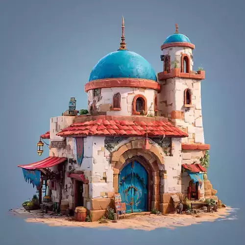 Stylized Arabic Architecture Set 3 3D model 7