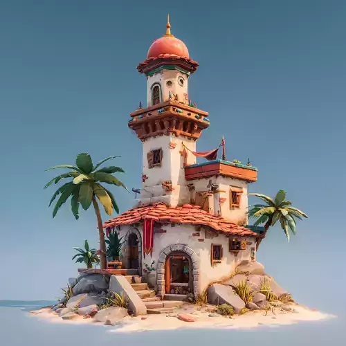 Stylized Arabic Architecture Set 3 3D model 6