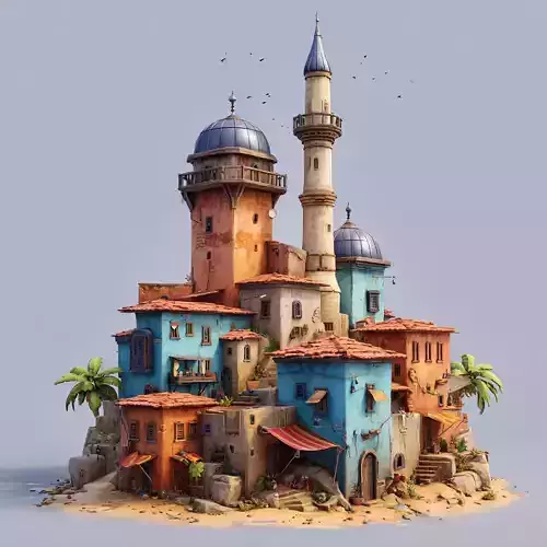 Stylized Arabic Architecture Set 3 3D model 5