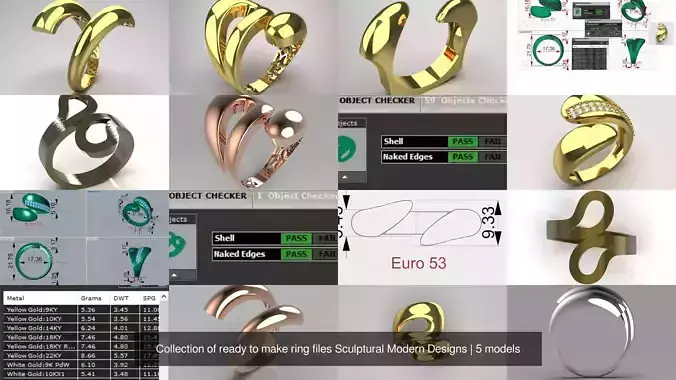 Collection of ready to make ring files Sculptural Modern Designs