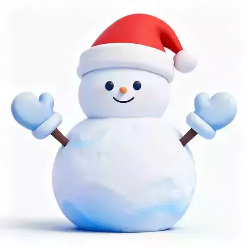 Cute Snowman 3D Model - Stylized Winter Character