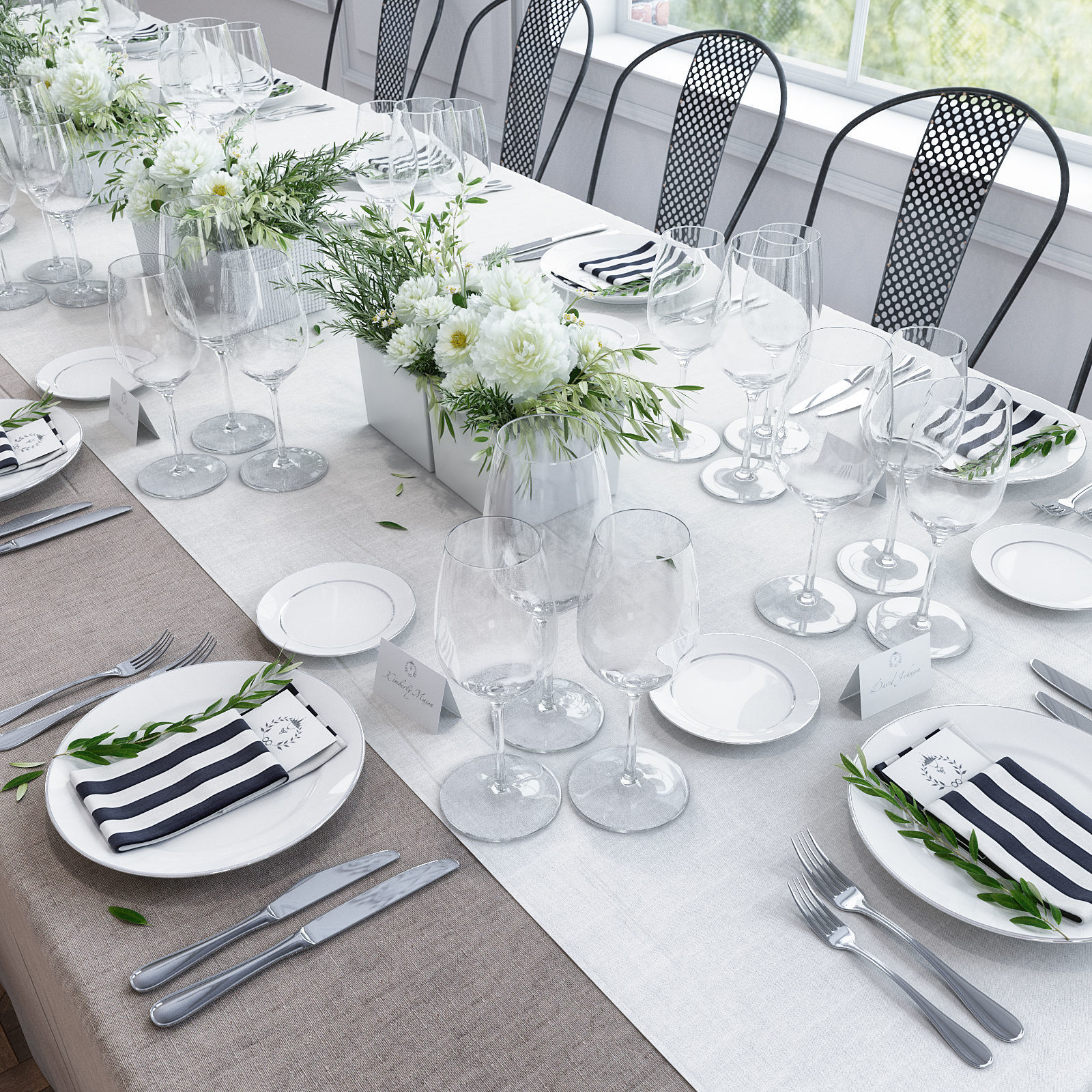 Banquet Table Setting 3D model_2