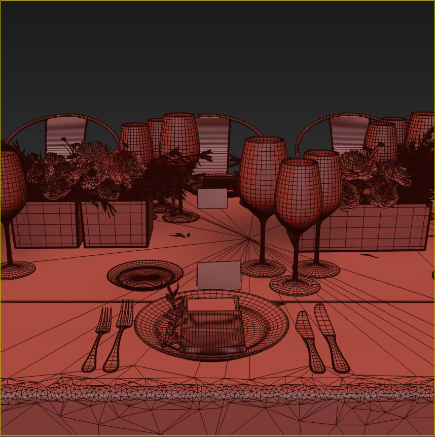 Banquet Table Setting 3D model_13