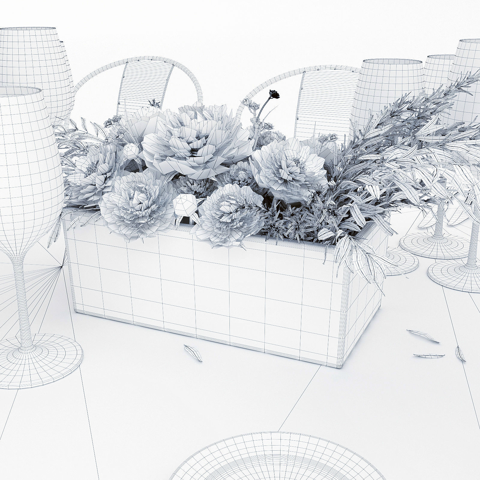 Banquet Table Setting 3D model_7