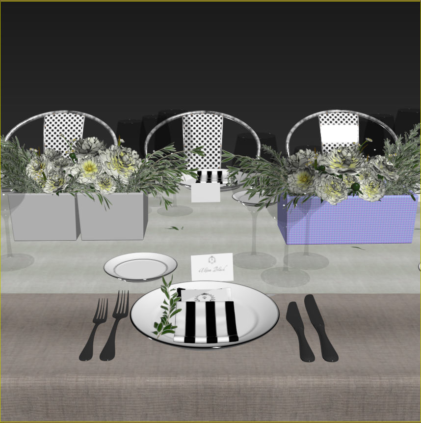 Banquet Table Setting 3D model_11
