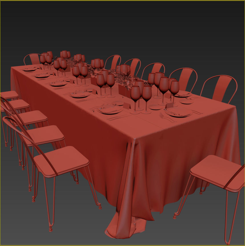 Banquet Table Setting 3D model_20
