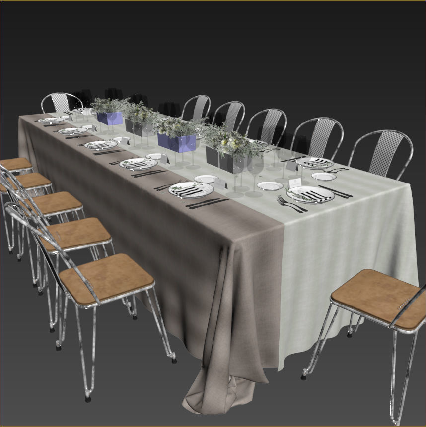 Banquet Table Setting 3D model_19