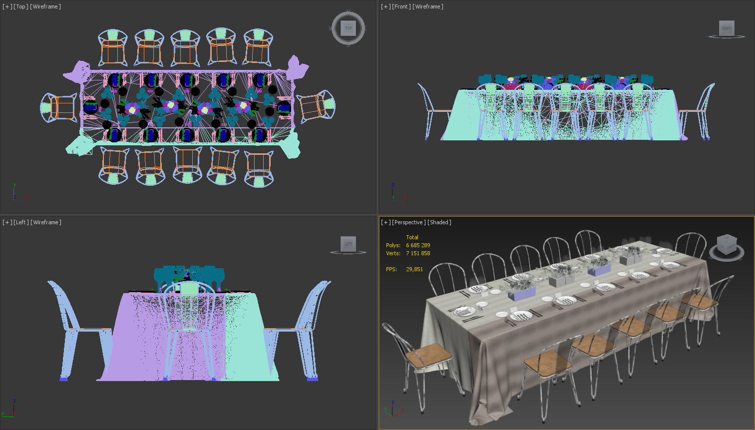 Banquet Table Setting 3D model_9