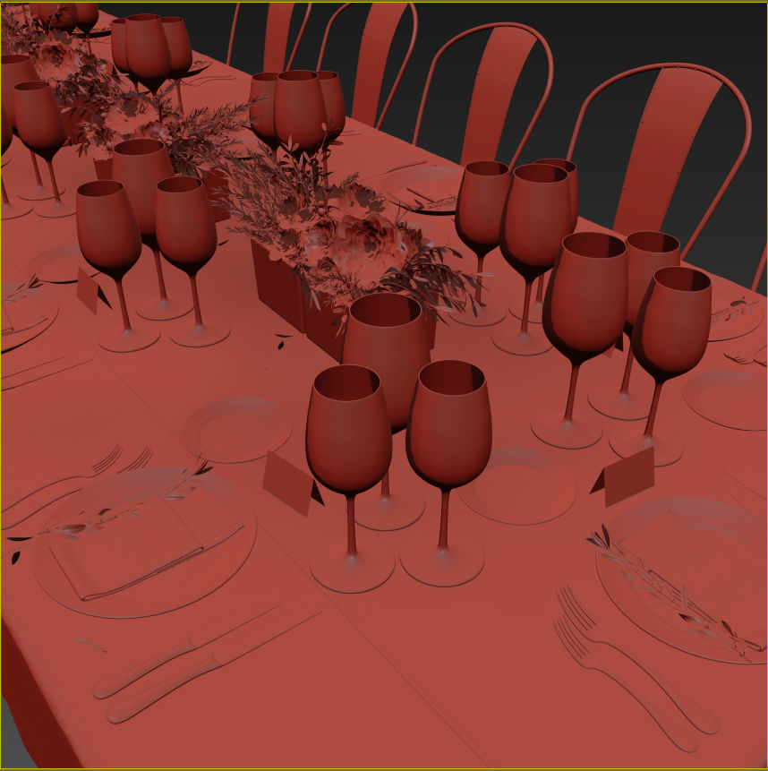 Banquet Table Setting 3D model_15