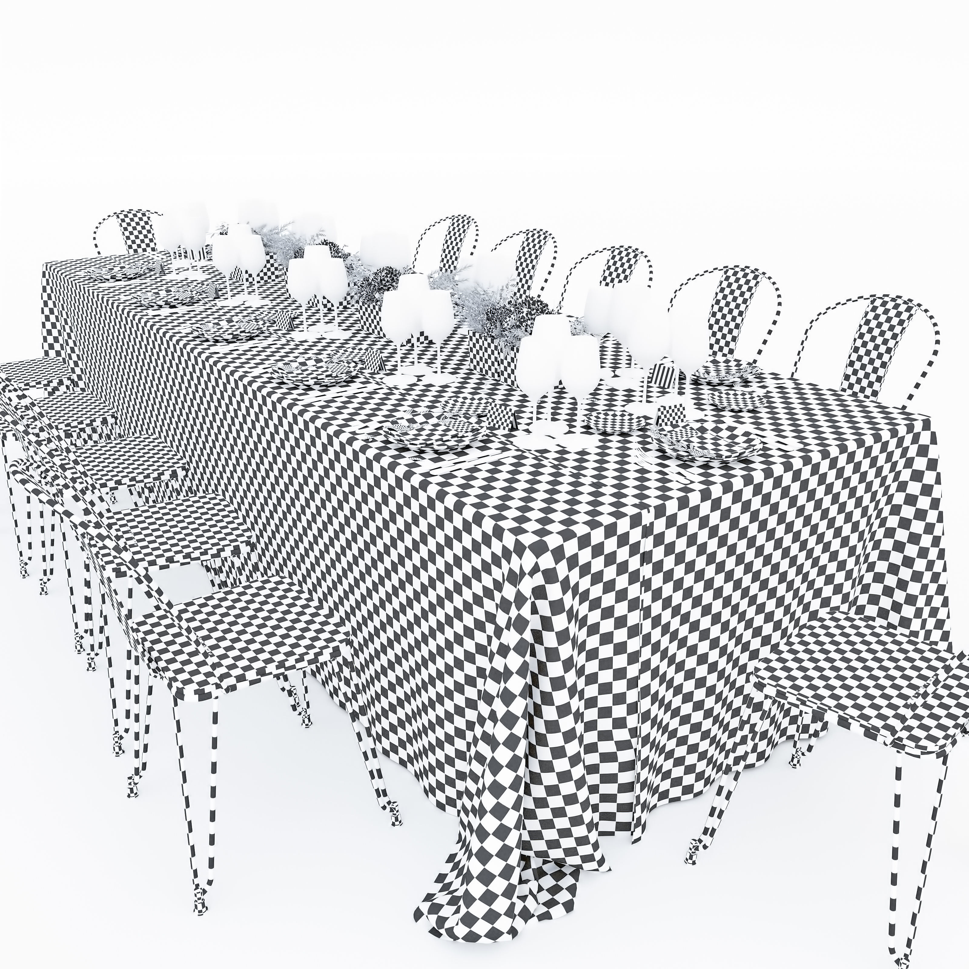 Banquet Table Setting 3D model_8