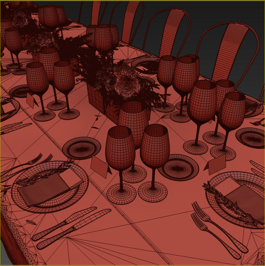 Banquet Table Setting 3D model_16