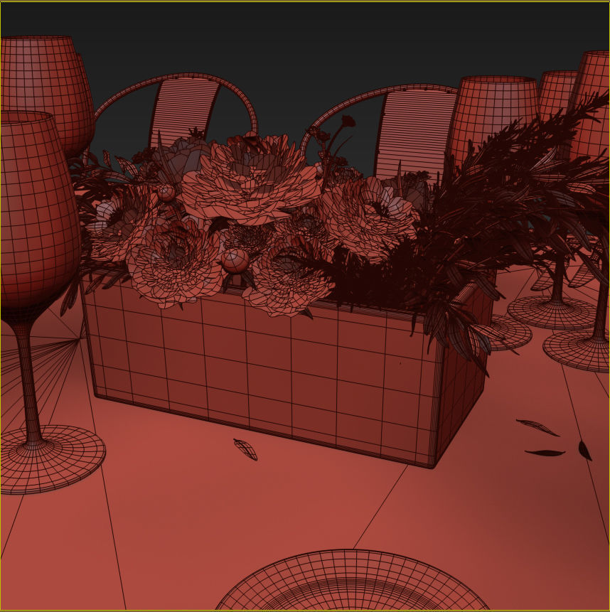 Banquet Table Setting 3D model_18