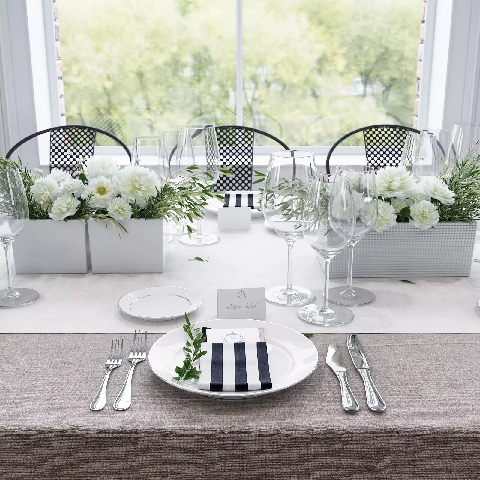 Banquet Table Setting 3D model_0