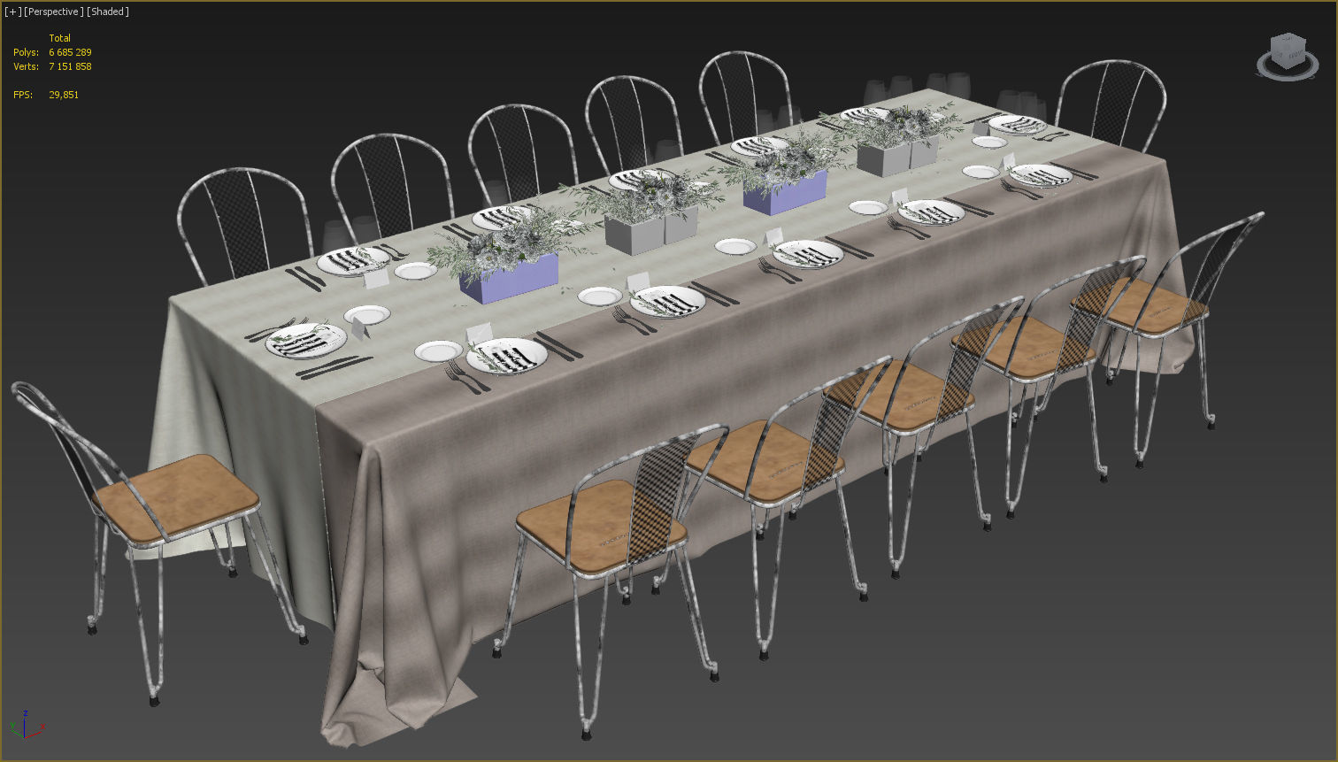 Banquet Table Setting 3D model_10