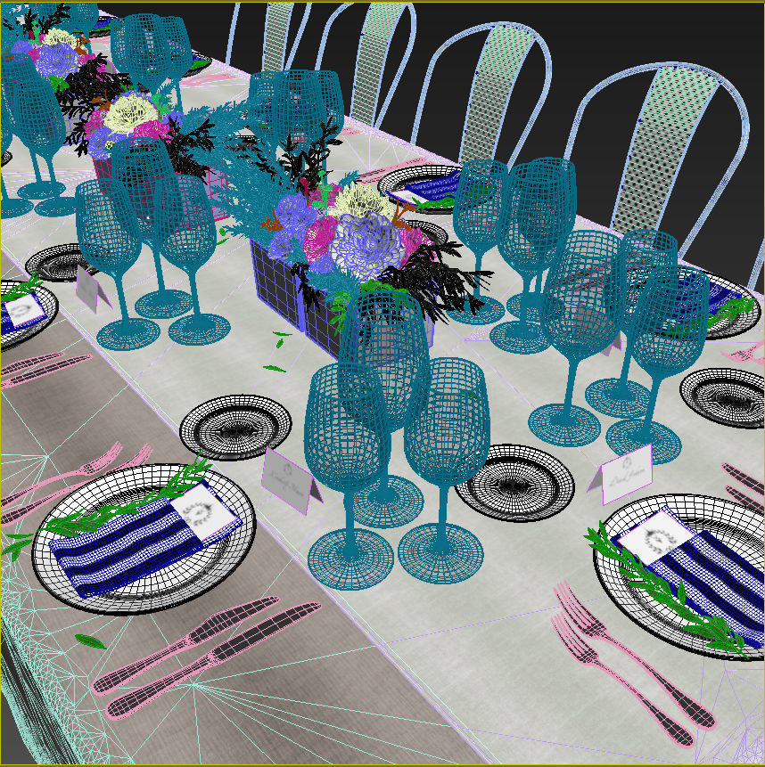 Banquet Table Setting 3D model_14