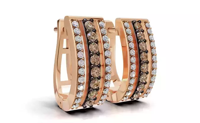 AV 741 Diamond Womens Huggies Hoop Earrings 3D print model