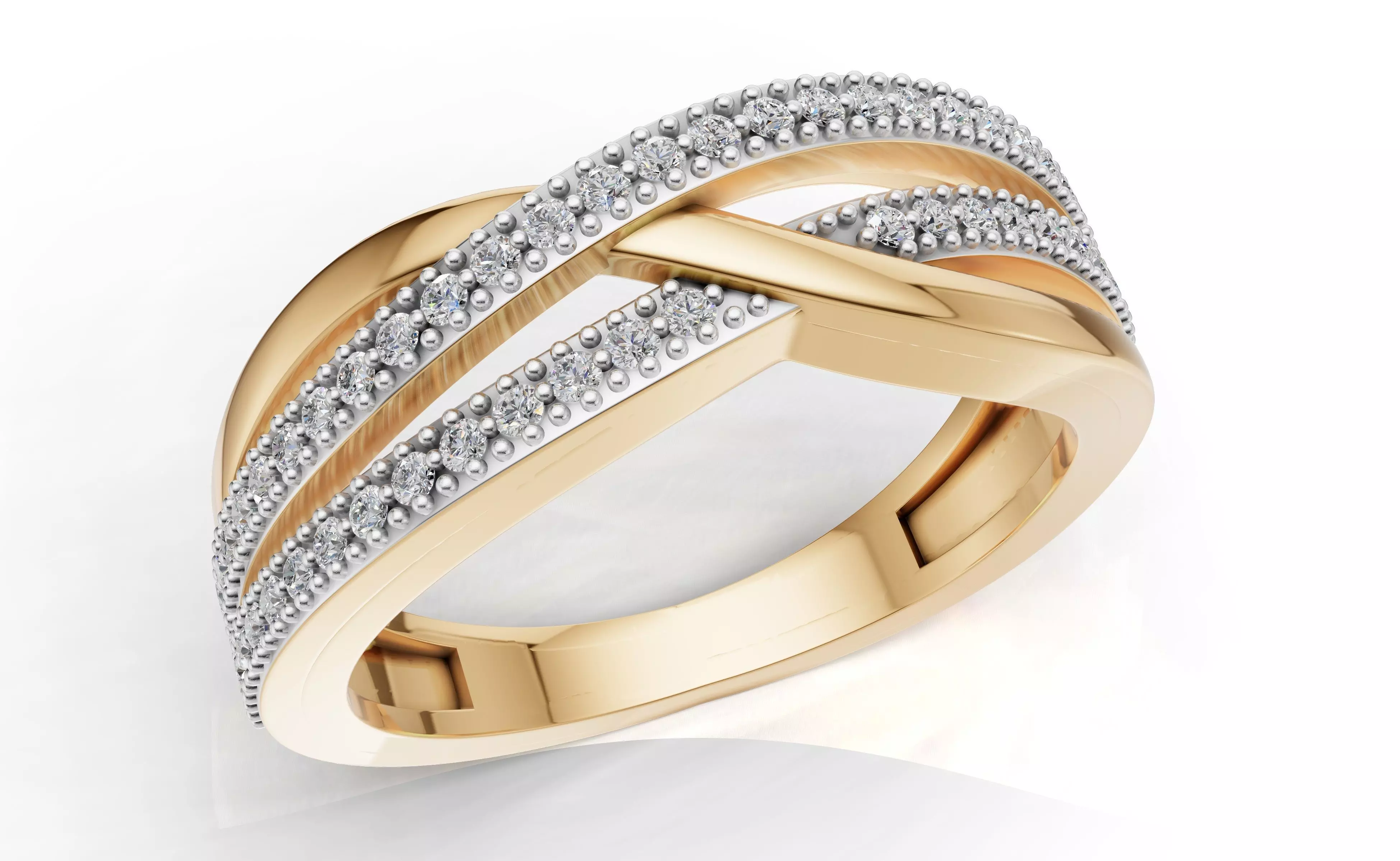 AV 742 Diamond Ladies Swirl Fashion Right Hand Ring 3D print model