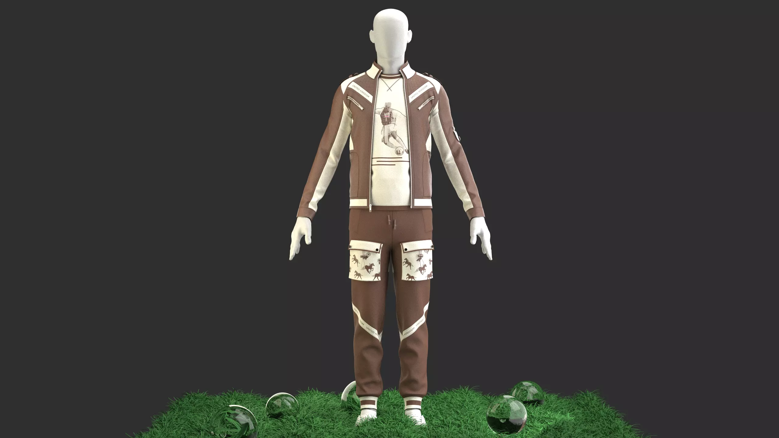 Men Vintage Casual Jacket With Jogger Outfit 3D model
