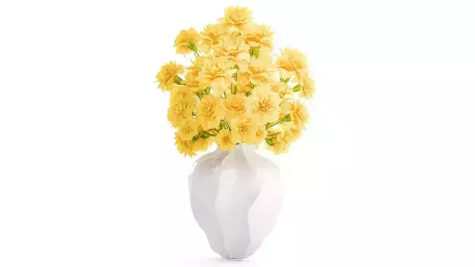 Realistic bouquet yellow flowers carnation vase decor new