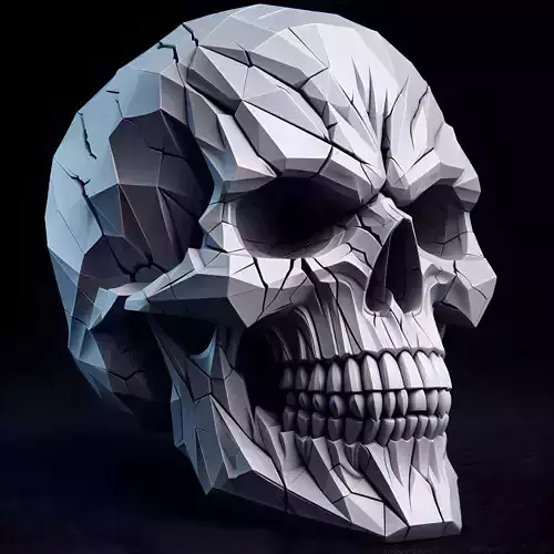 Fractured Low-Poly Skull