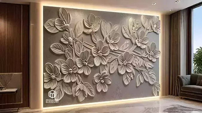 modern panel wall decor set relief stl mural CNC 284