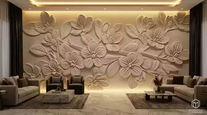 modern panel wall decor set relief stl mural CNC 284