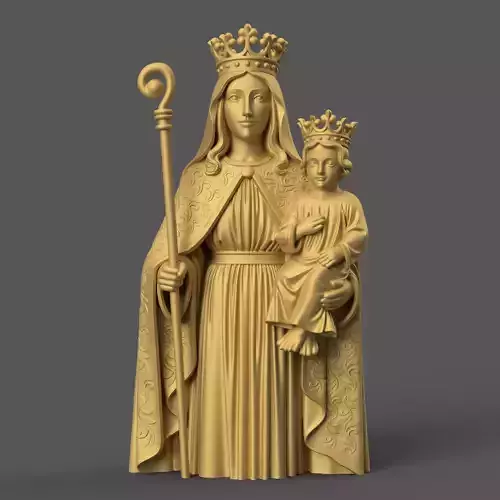 Virgin Mary and Jesus Statue STL Model for 3D Printing