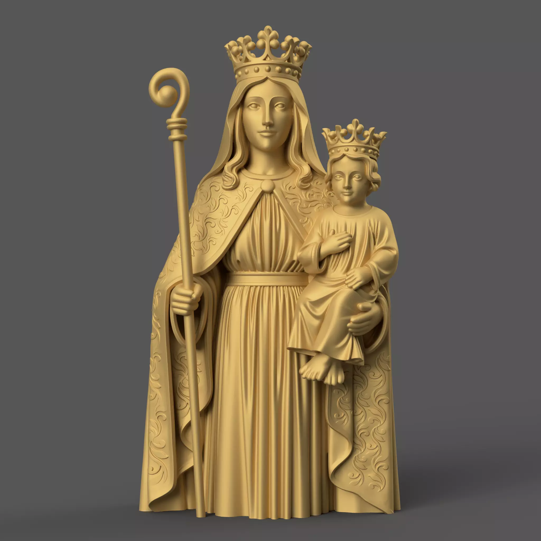 Virgin Mary and Jesus Statue STL Model for 3D Printing 3D print model