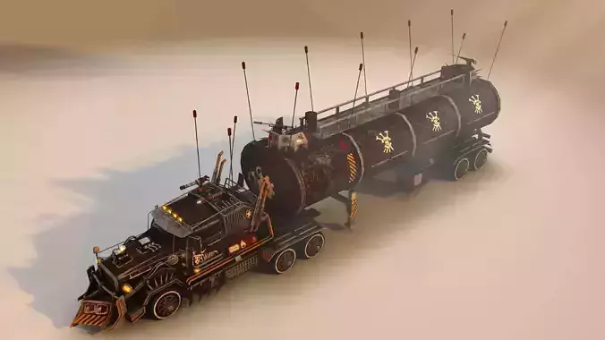 Apocalyptic Big Truck Modular Pack Low-poly 3D model 6