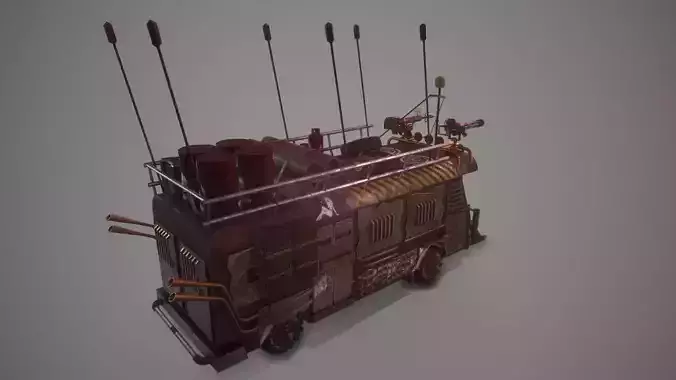 Apocalyptic Bus Modular Pack Low-poly 3D model 2